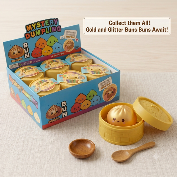 Mystery Dumpling Squish Toys "Golden Glitter Bun Hunt"