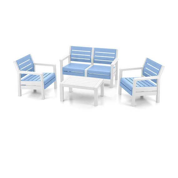 Set de Patio Baru 4pcs Azul/Blanco
