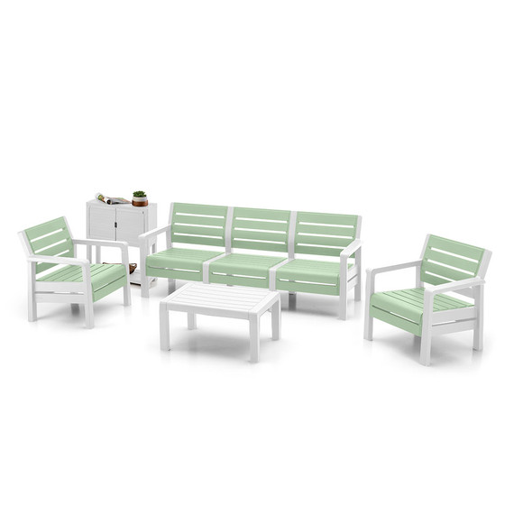 Set de Patio Baru 5 pcs Verde/Blanco