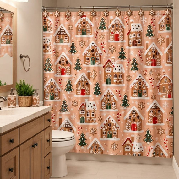 Cortina de Baño con Hooks Navideña
