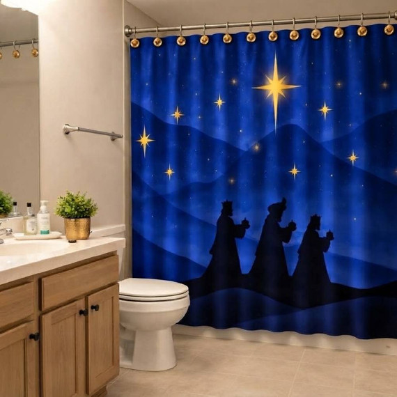 Cortina de Baño con Hooks Navideña