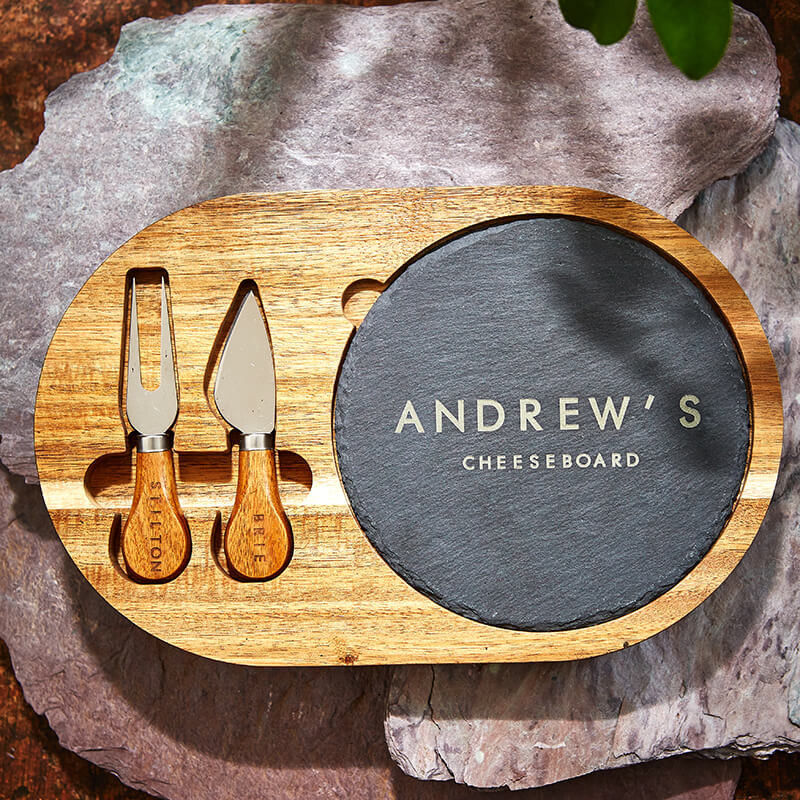 Personalised Slate Cheese Board & Knife Set