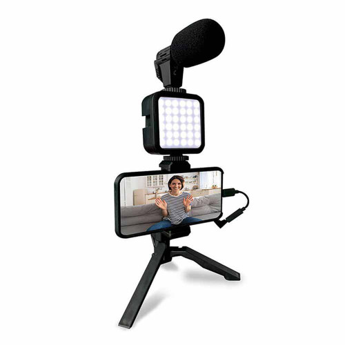 Vlogging Mini Kit With Tripod, Light, And Mic