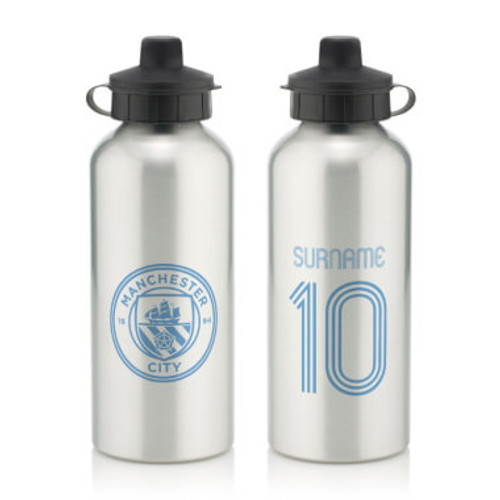 Personalised Manchester City FC Retro Shirt Water Bottle