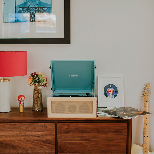 Steepletone 1960's Style Record Player with Legs - Blue