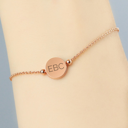 Personalised Rose Gold Plated Disc Bracelet