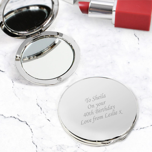 Personalised Round Compact Mirror