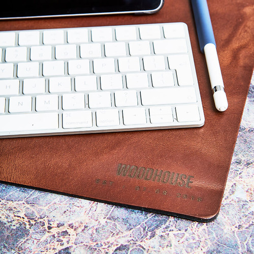 Personalised Vintage Leather Date Desk Mat