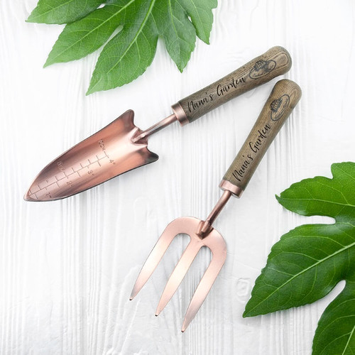 Personalised Copper Trowel and Fork Set