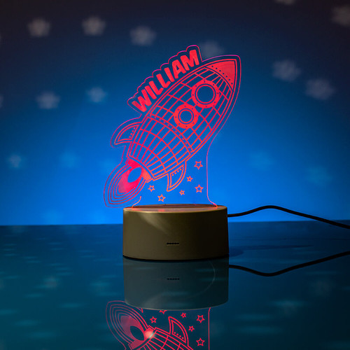 Personalised Rocket LED Colour Changing Night Light