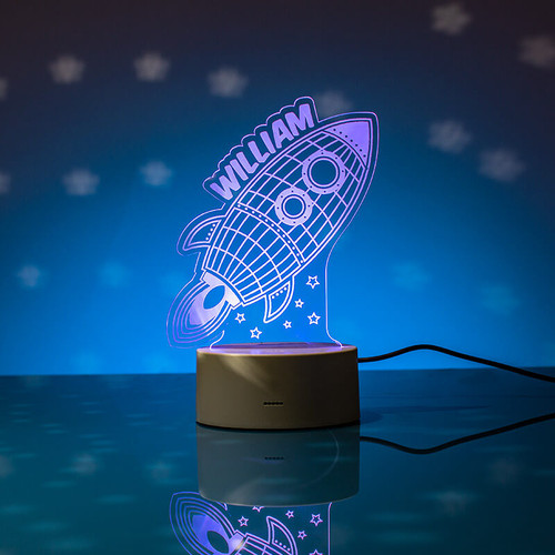 Personalised Rocket LED Colour Changing Night Light