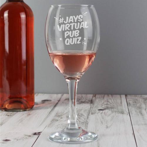 Personalised Jay's Virtual Pub Quiz Wine Glass
