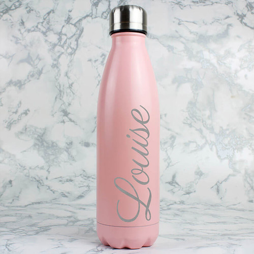 Personalised Pink Metal Insulated Drinks Bottle