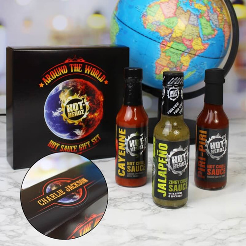 Personalised Hot-Headz Around The World Hot Sauce Gift Set