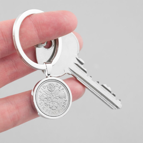 Personalised Lucky Sixpence Keyring