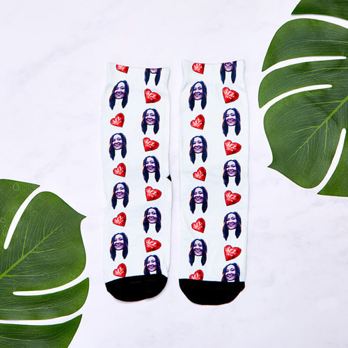 Personalised I Love You Face Socks