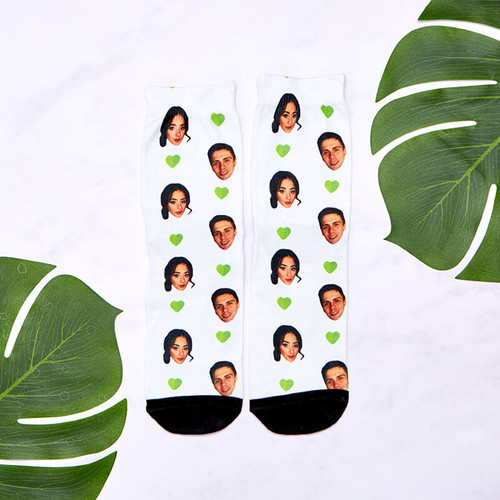 Personalised Love Heart Couples Face Socks