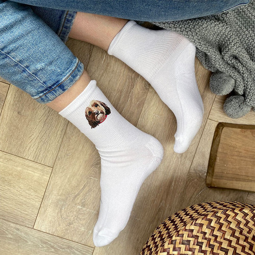 Personalised Womens Dog Illustration Socks
