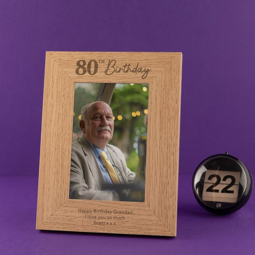 Engraved Mens 80th Birthday Oak Photo Frame Dad's Grandad's Personalised  Gift Idea - Etsy