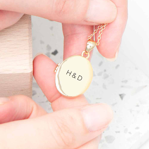 Personalised Oval Photo Locket in Gold