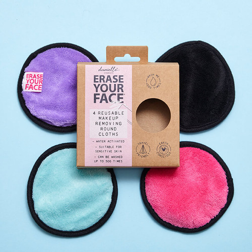 Erase Your Face - Bright Reusable Makeup Removing Round Pads - Set Of 4