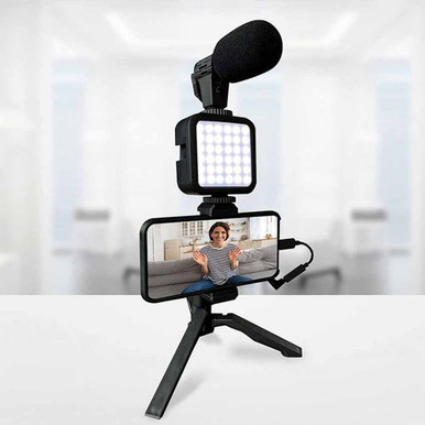 Image of Vlogging Mini Kit With Tripod, Light and Microphone
