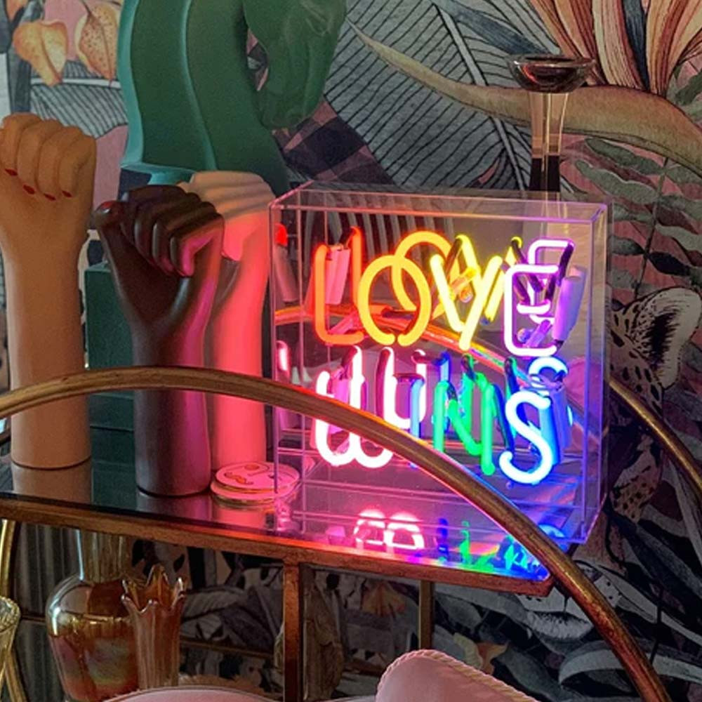 Rainbow Love Wins Neon Box Sign