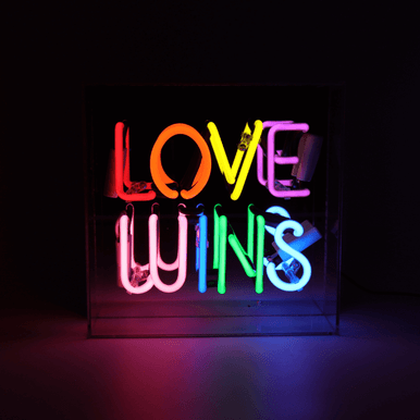 Image of Rainbow Love Wins Neon Box Sign