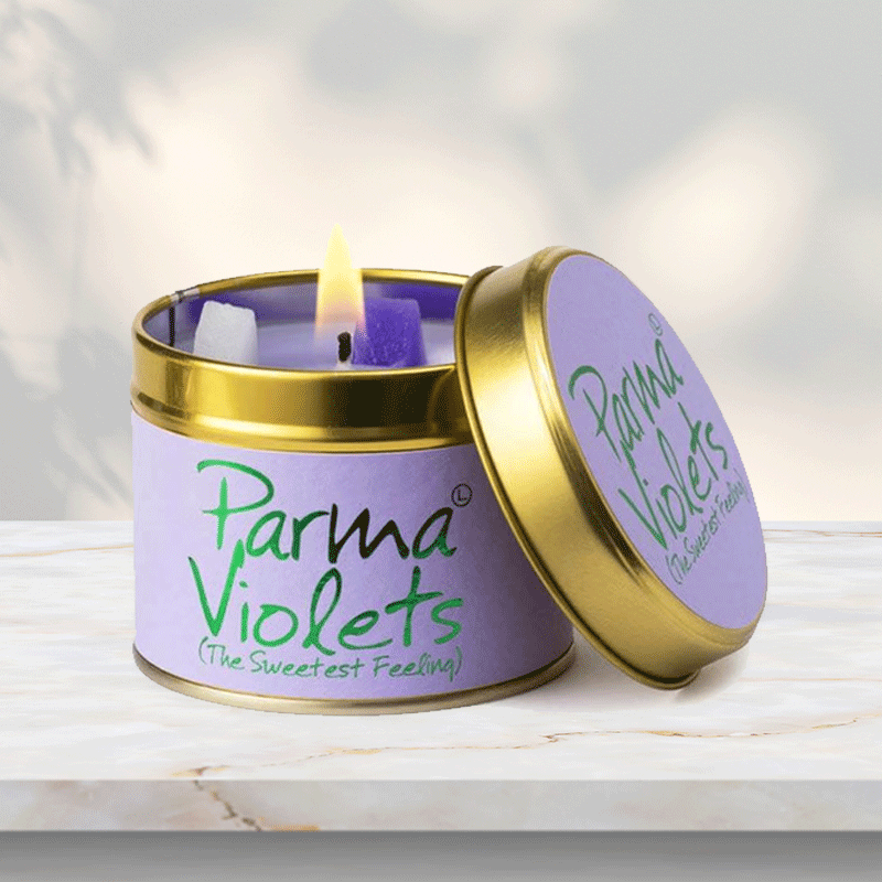 Lily-Flame Parma Violets Tin Candle