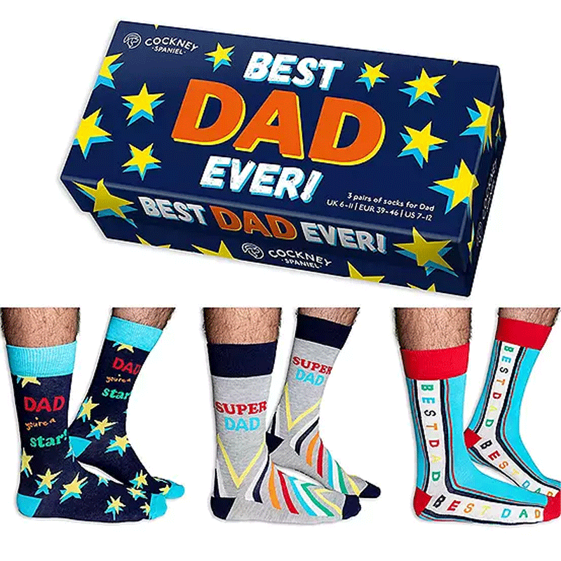 Men's 3 Pairs Best Dad Ever! Giftbox blue