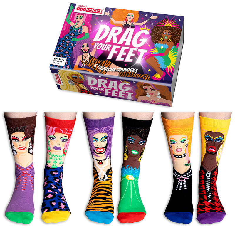 Drag Your Feet 6 x Oddsocks Giftbox pink