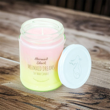 Click to view product details and reviews for Mermaid Dreams Pink Yellow Ombre Candle.