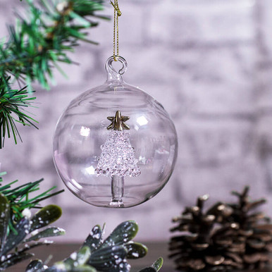 Image of Personalised Glass Christmas Tree Bauble