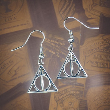 Click to view product details and reviews for Harry Potter Sterling Silver Deathly Hallows Drop Earrings.
