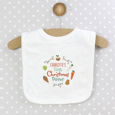 Image of Personalised 'First Christmas Dinner' Bib