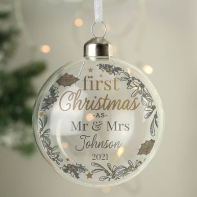 Image of Personalised First Christmas As... Glass Bauble