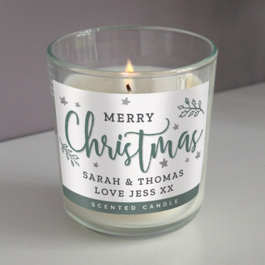 Image of Personalised Merry Christmas Scented Jar Candle