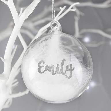 Image of Personalised Feather Glass Bauble