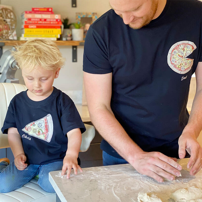 Daddy and Me Pizza T-Shirts black