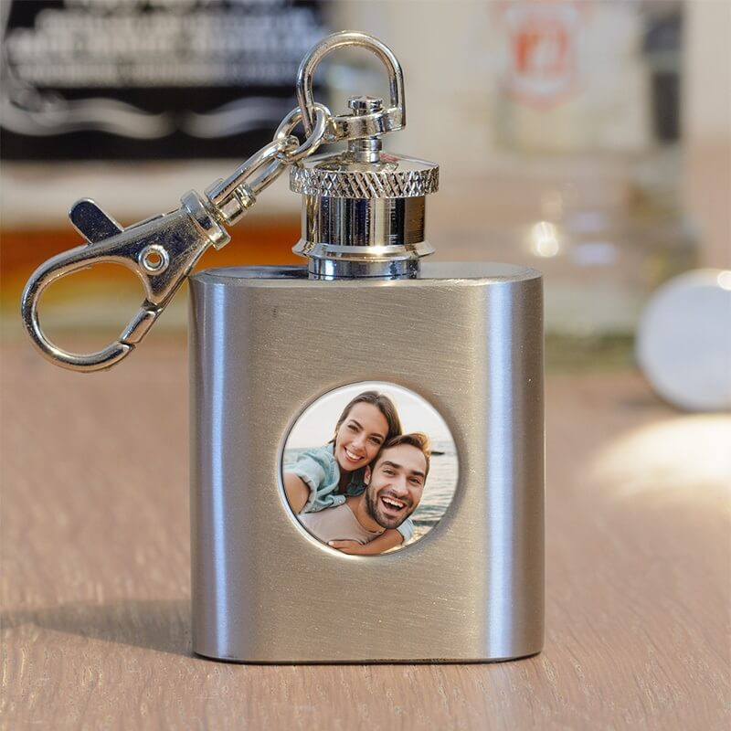 Personalised Photo Keyring Hip Flask