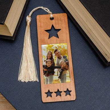 Click to view product details and reviews for Personalised Photo Wooden Book Mark Star.