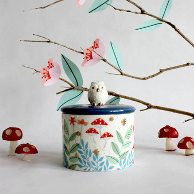 Click to view product details and reviews for Disaster Design Secret Garden Owl Jar.