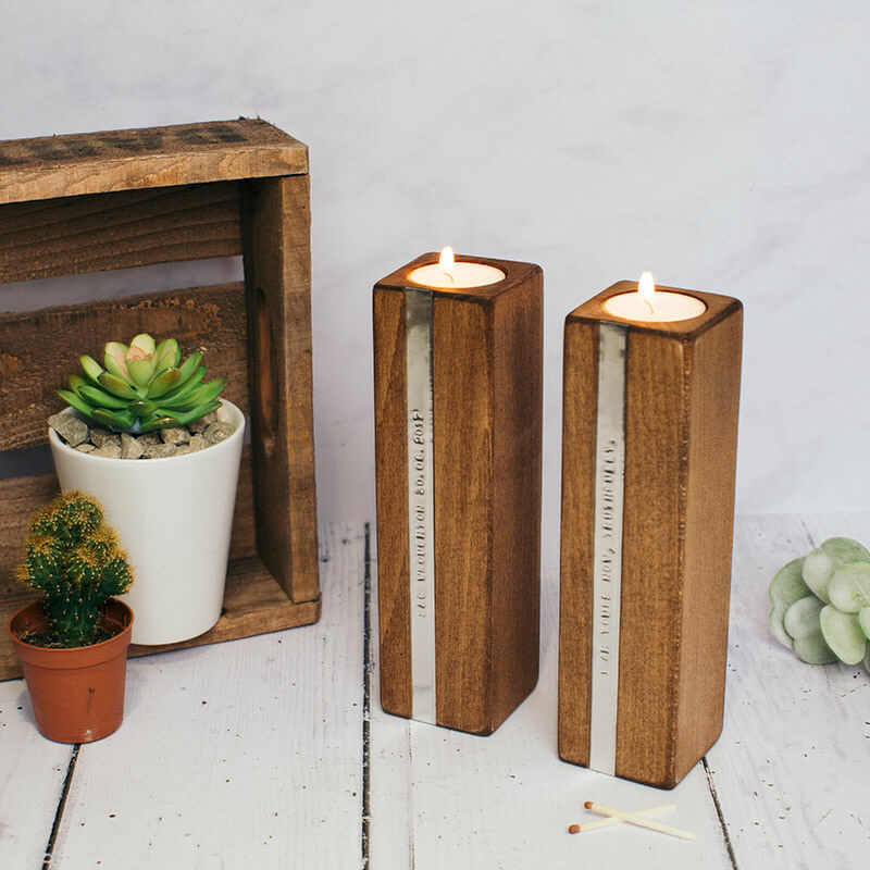 Personalised Wooden Candle Holders