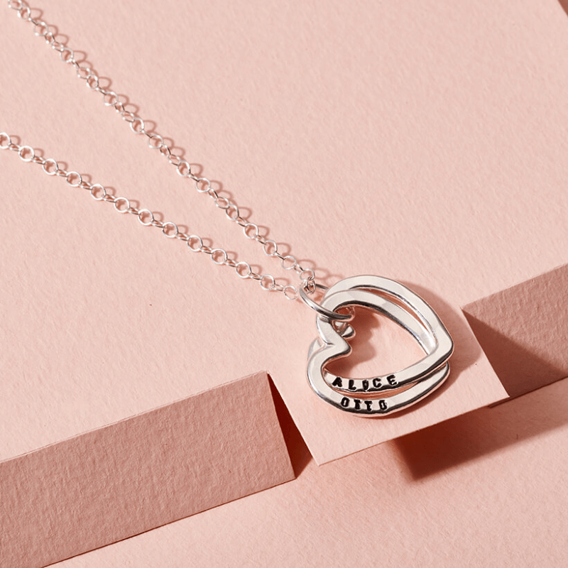 Personalised Interlinking Love Hearts Necklace