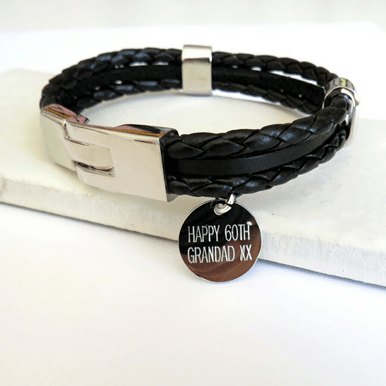 Image of Personalised Men's Leather Clasp Bracelet