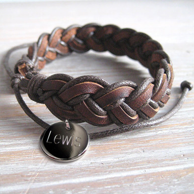 Image of Personalised Plaited Leather Bracelet