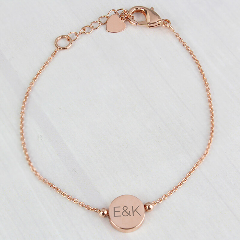 Personalised Rose Gold Plated Disc Bracelet