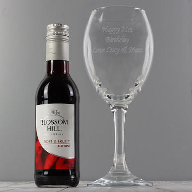 Image of Personalised Red Wine Glass with Mini Bottle of Red Wine