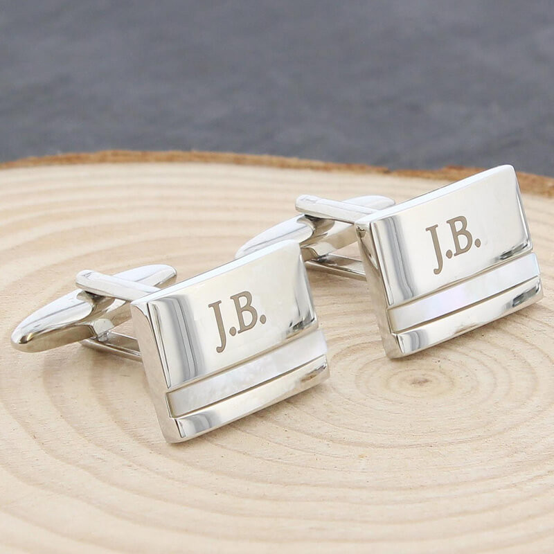 Personalised Mother Of Pearl Cufflinks silver