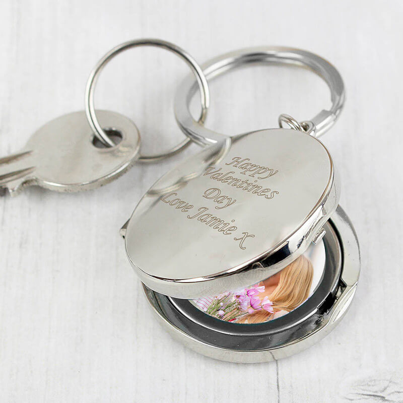 Personalised Round Photo Keyring silver